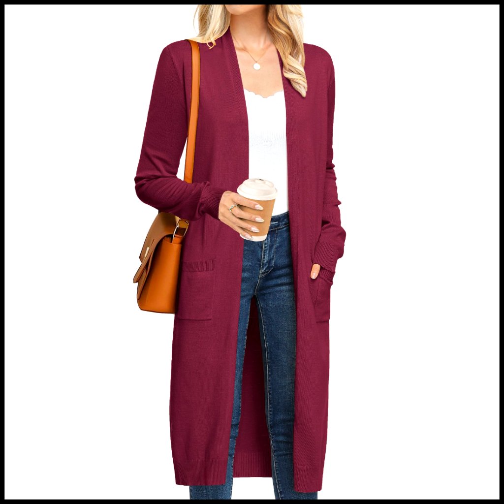 Lightweight Long Cardigan Sweater With Pockets Loose Fit Viscose Blend